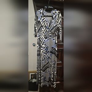 Stylish Black and White Patterned MAXI Dress